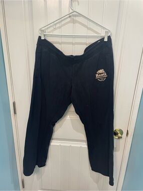 Roots Black Sweatpants with Cream Logo